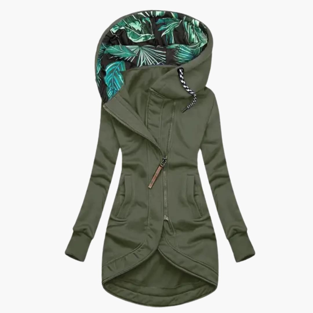 Damen Kapuzenjacke mit asymmetrischem Reißverschluss und Fronttaschen