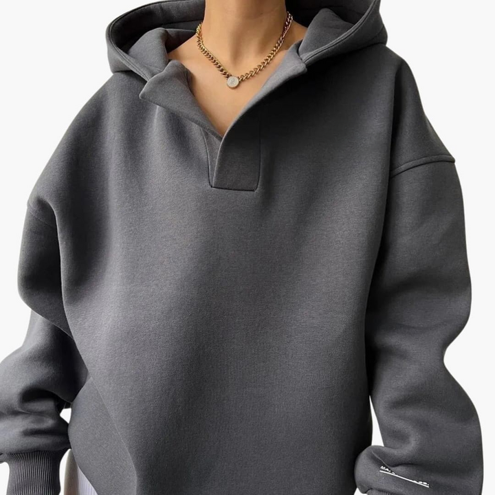 Damen Kapuzenpullover mit Kapuze und überschnittenen Schultern