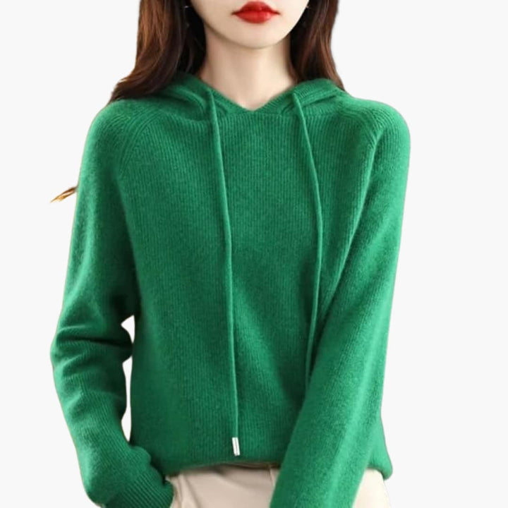 Damen Strick Hoodie mit langen Ärmeln