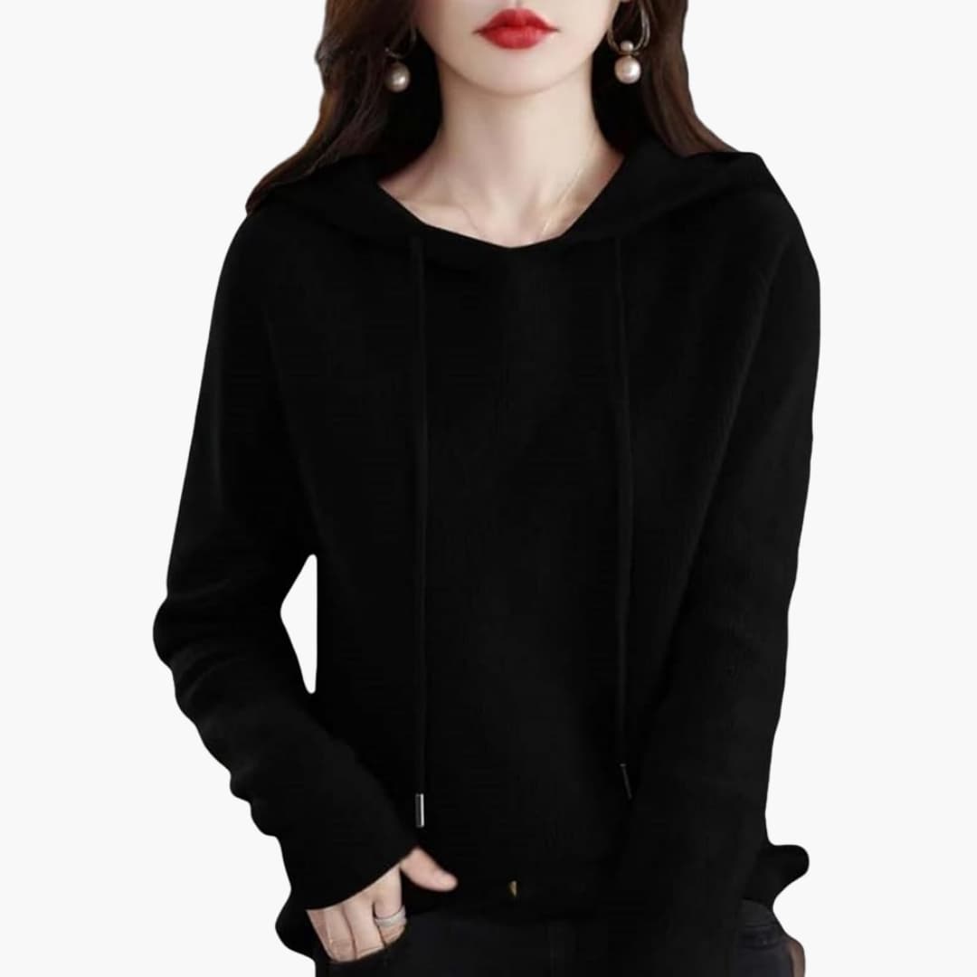 Damen Strick Hoodie mit langen Ärmeln