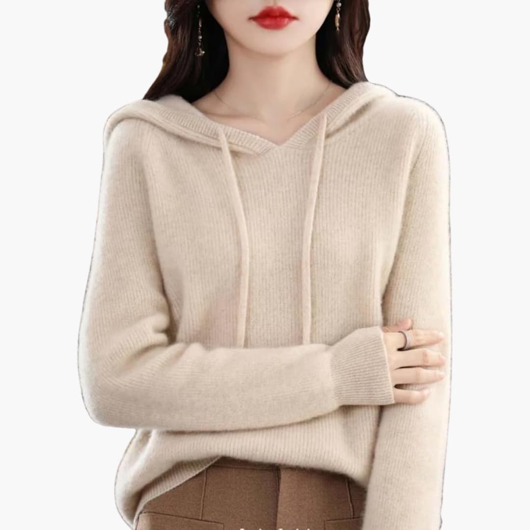 Damen Strick Hoodie mit langen Ärmeln