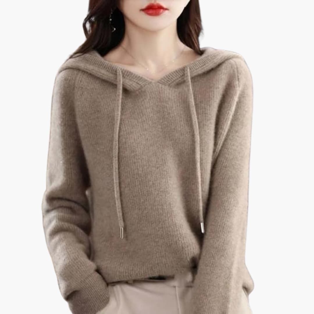 Damen Strick Hoodie mit langen Ärmeln