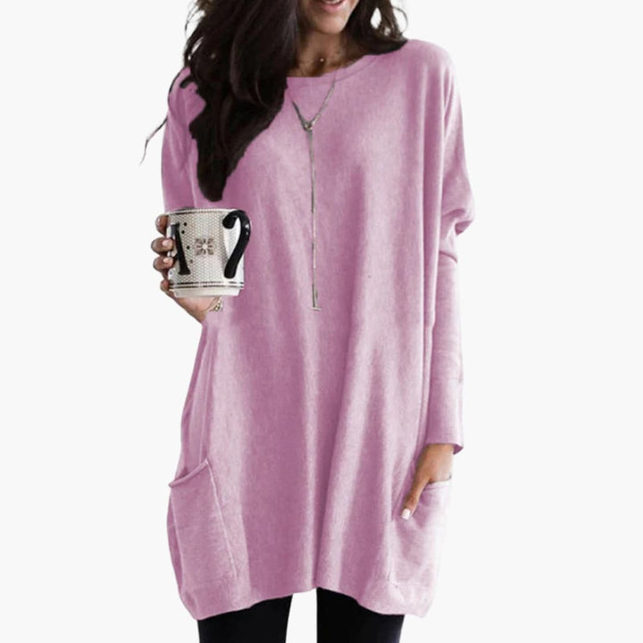 Damen Long Pullover mit Rundhals
