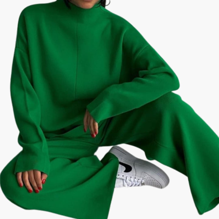 Damen Loungewear Set mit Pullover und weitem Bein Hosen