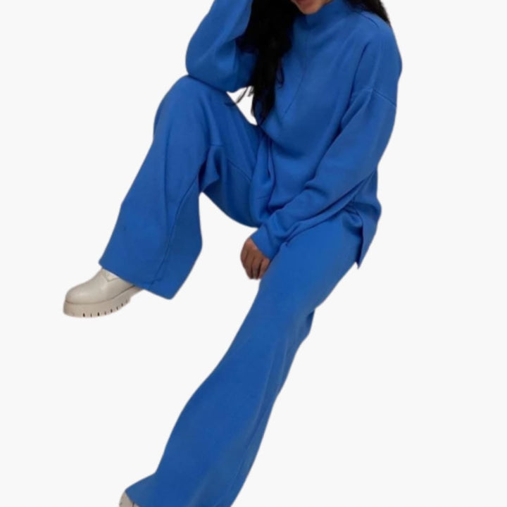 Damen Loungewear Set mit Pullover und weitem Bein Hosen