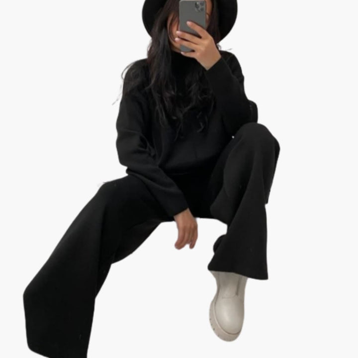 Damen Loungewear Set mit Pullover und weitem Bein Hosen