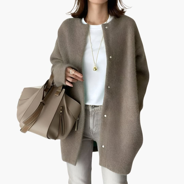 Damen Oversize Strickjacke mit langen Ärmeln