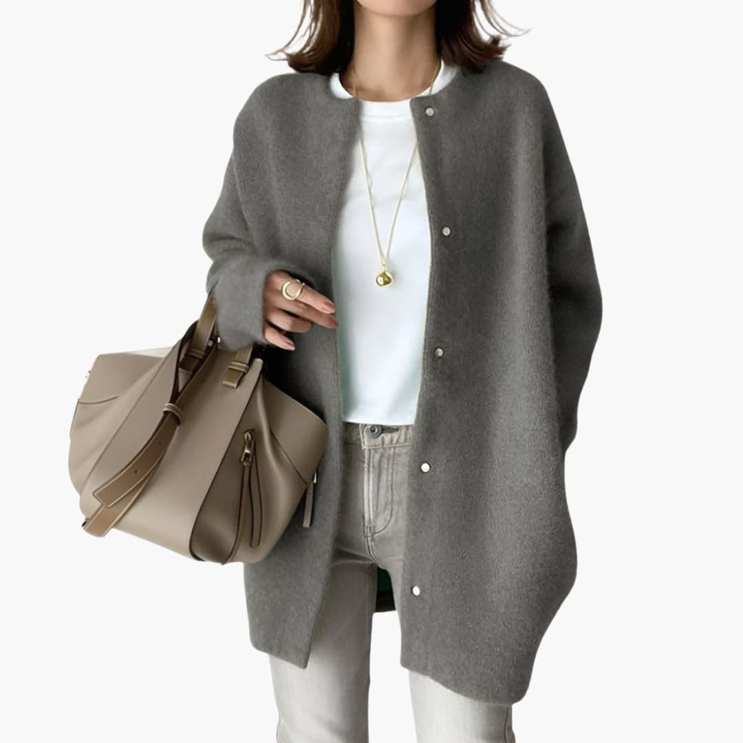 Damen Oversize Strickjacke mit langen Ärmeln