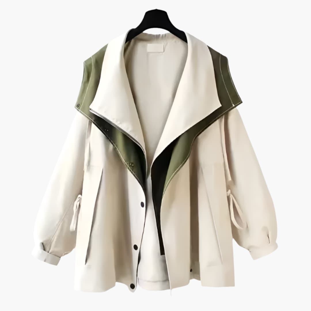 Damen Oversize Jacke mit Reißverschluss und weitem Kragen