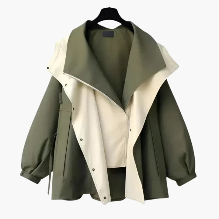Damen Oversize Jacke mit Reißverschluss und weitem Kragen