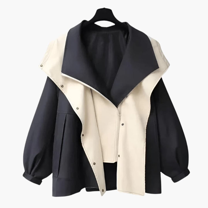 Damen Oversize Jacke mit Reißverschluss und weitem Kragen