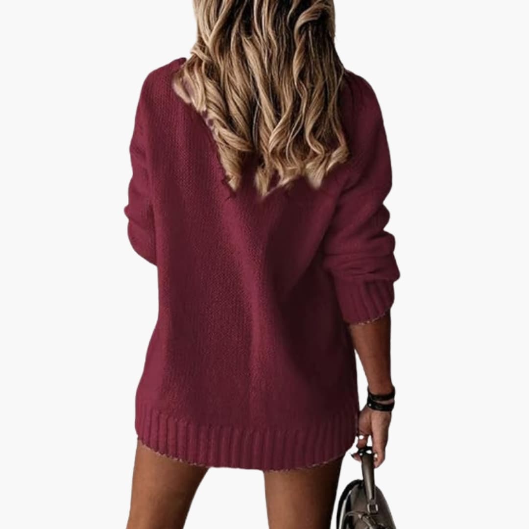 Damen Oversize Pullover mit V Ausschnitt