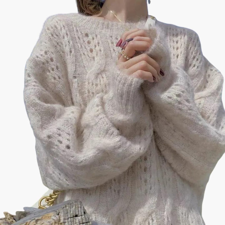 Damen Pullover mit Lochstrick Oberfläche