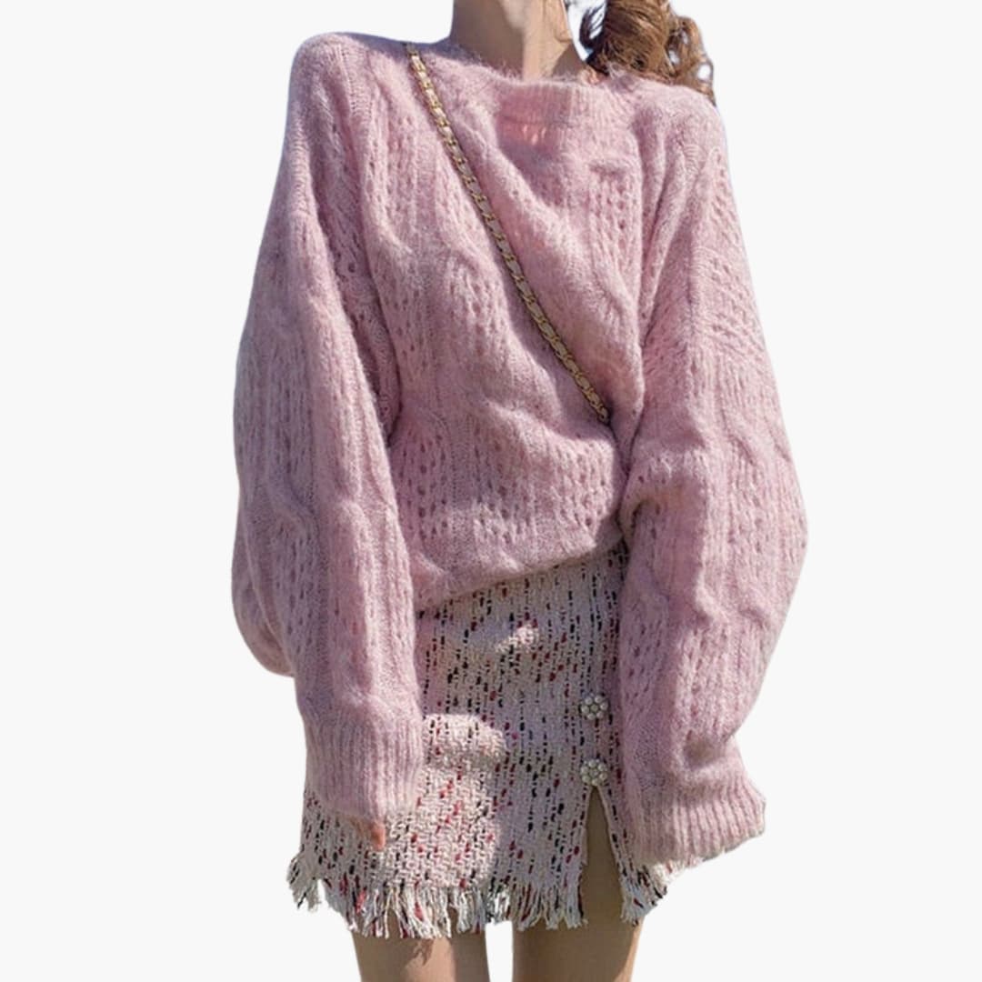 Damen Pullover mit Lochstrick Oberfläche