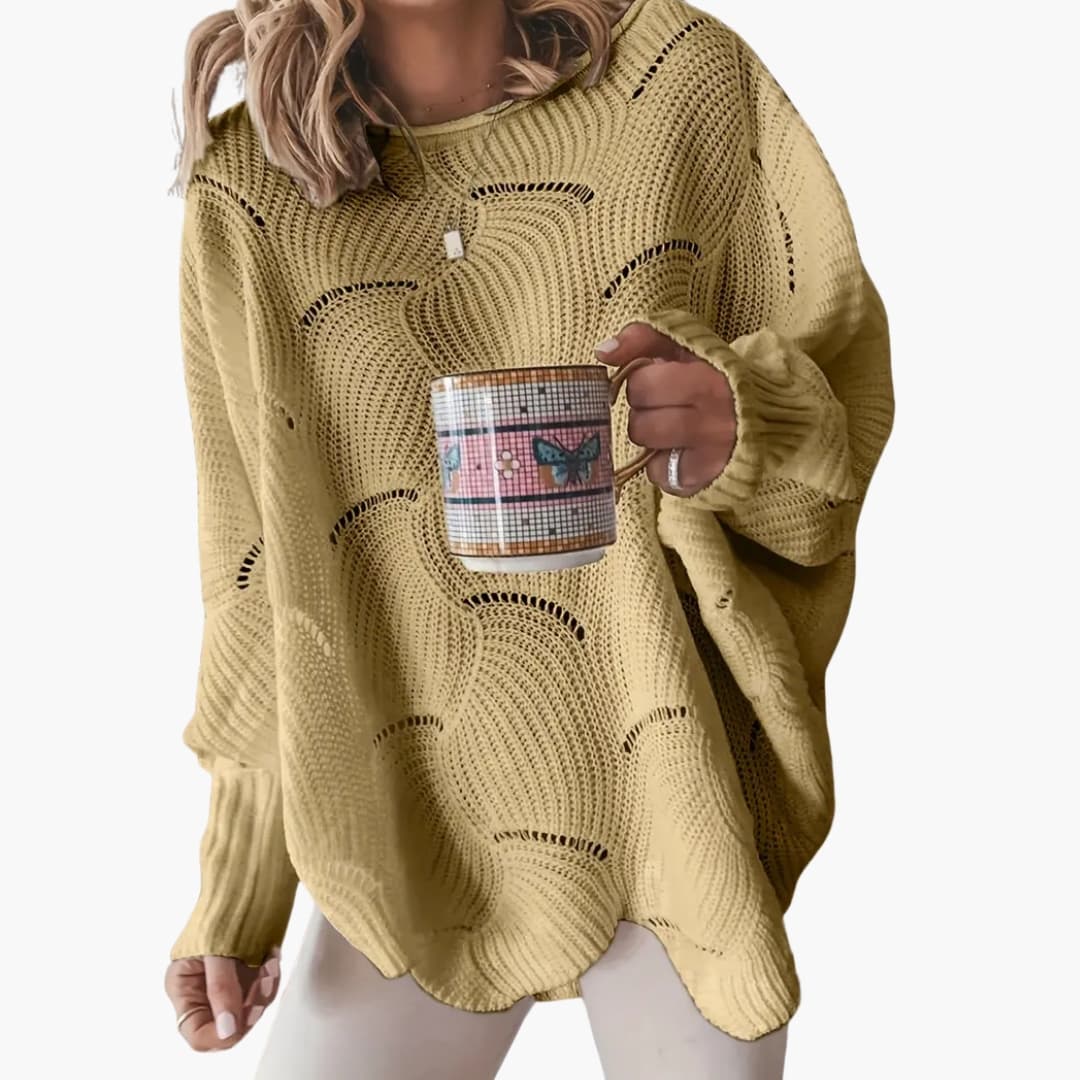 Damen Pullover mit Rundhals und weiter gerader Passform