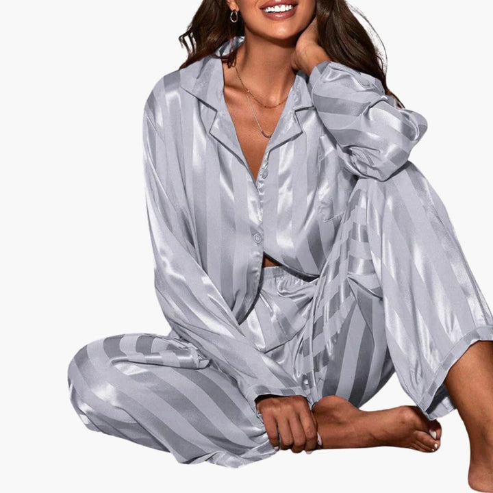 Damen Pyjama Set mit Knopfverschluss und elastischem Bund
