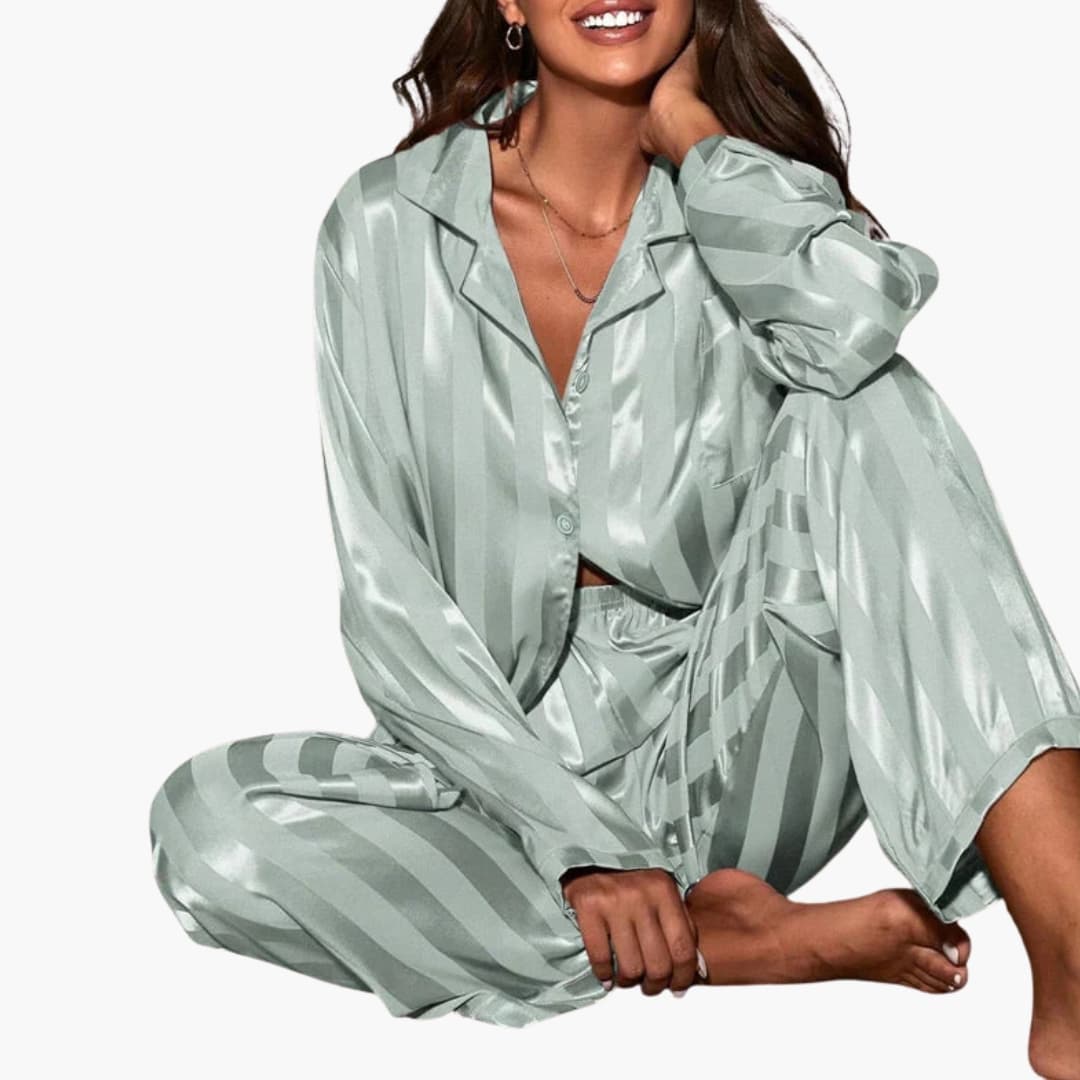 Damen Pyjama Set mit Knopfverschluss und elastischem Bund