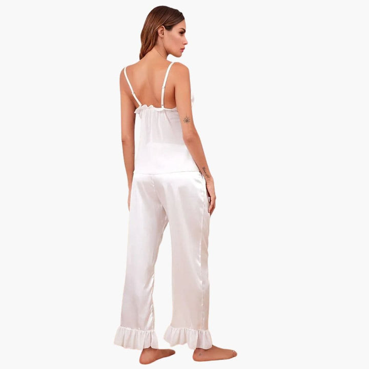 Damen Pyjama Set mit Rüschen Camisole