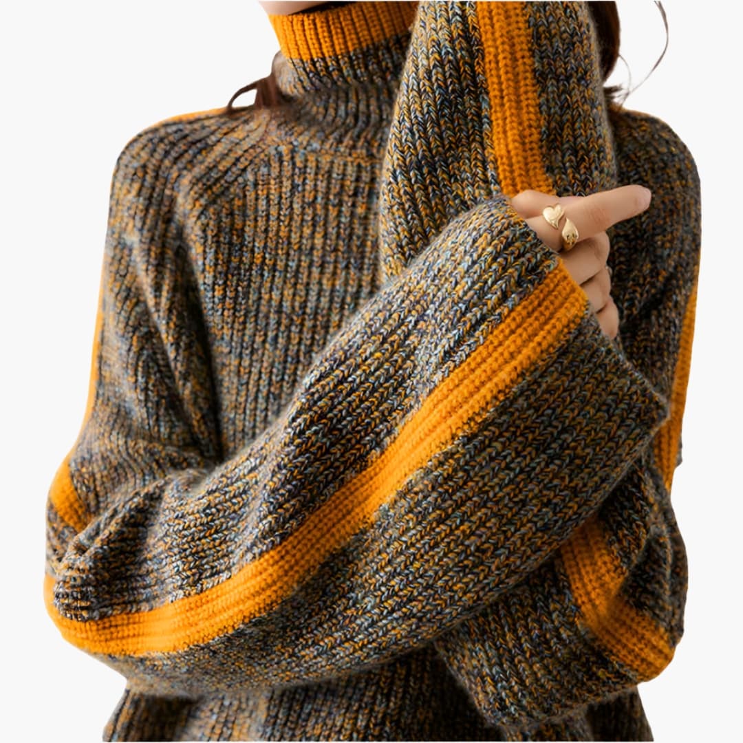Damen Rollkragenpullover mit Streifen