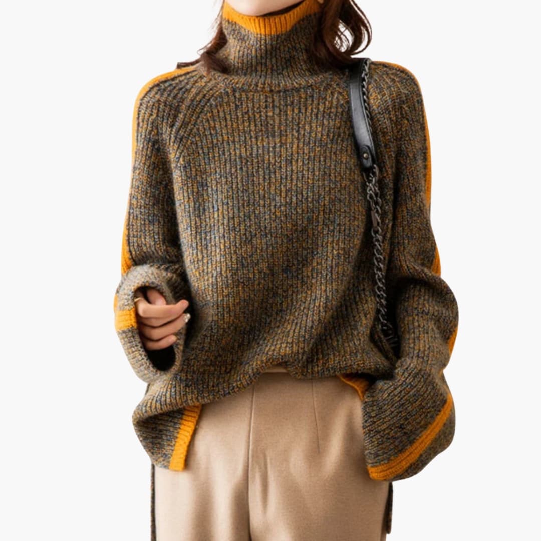 Damen Rollkragenpullover mit Streifen