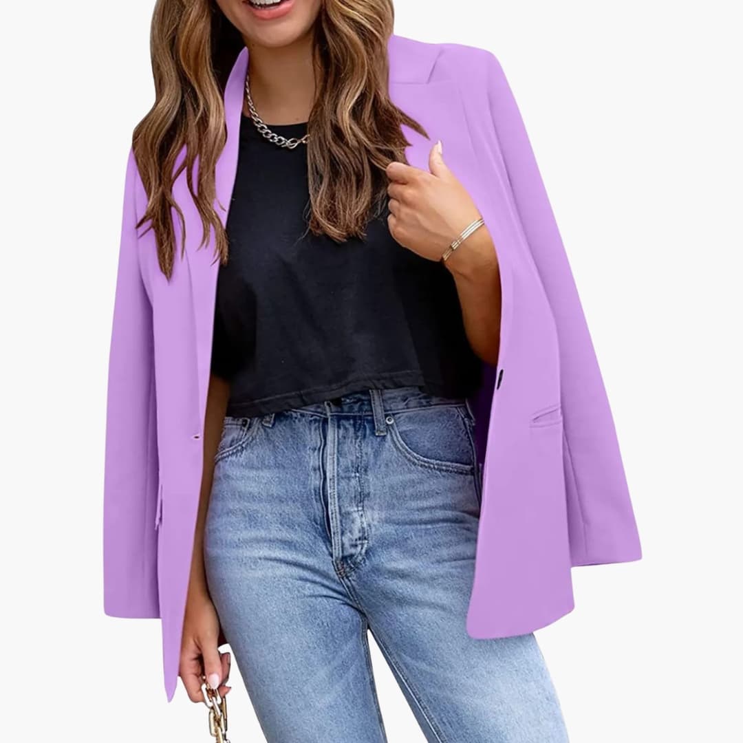 Damen Slim Fit Blazer mit Reverskragen und langen Ärmeln
