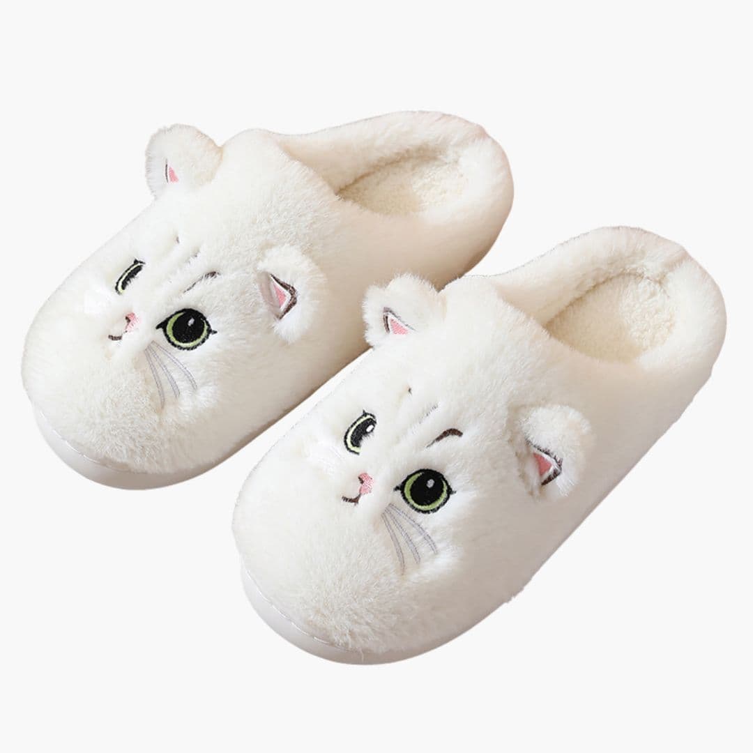 Damen Slip On Hausschuhe mit Katzen Design