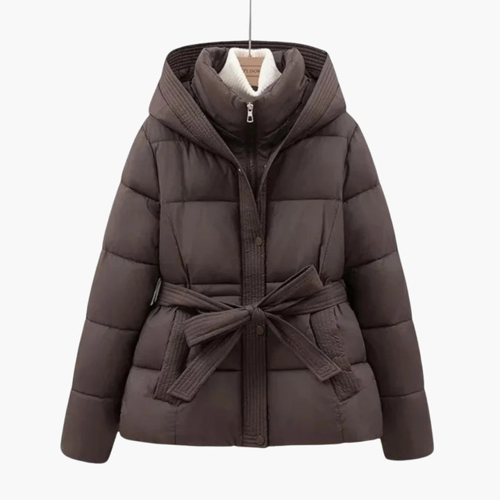 Damen Steppjacke mit Kapuze und Gürtel