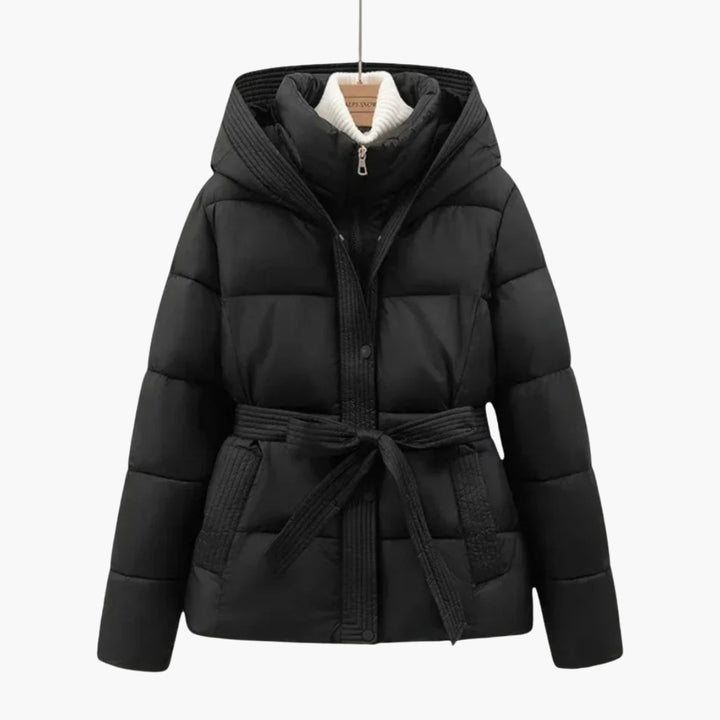 Damen Steppjacke mit Kapuze und Gürtel