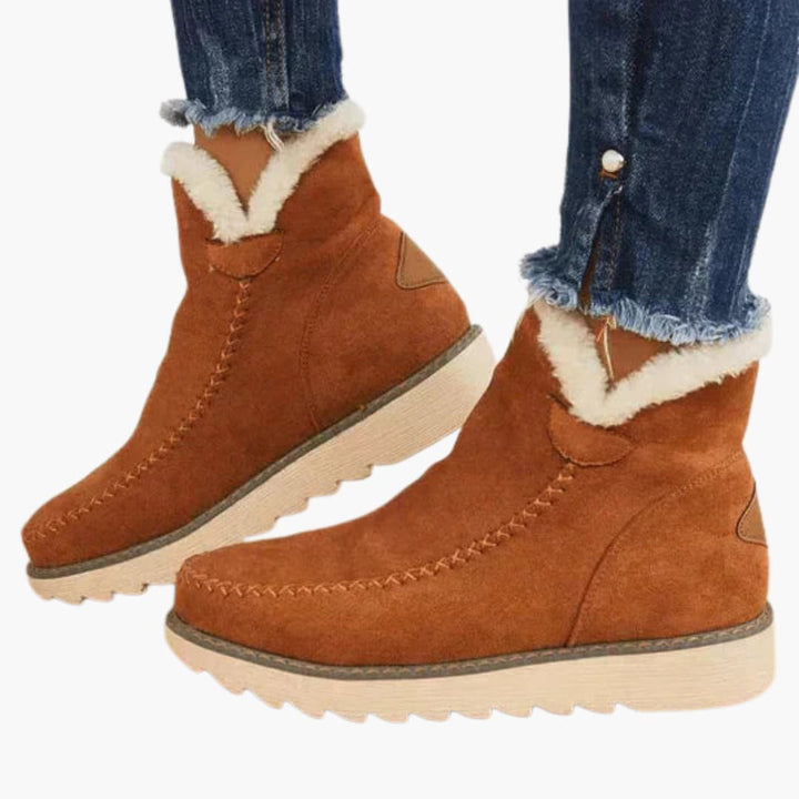Damen Stiefeletten mit Plüschfutter und strukturierter Laufsohle