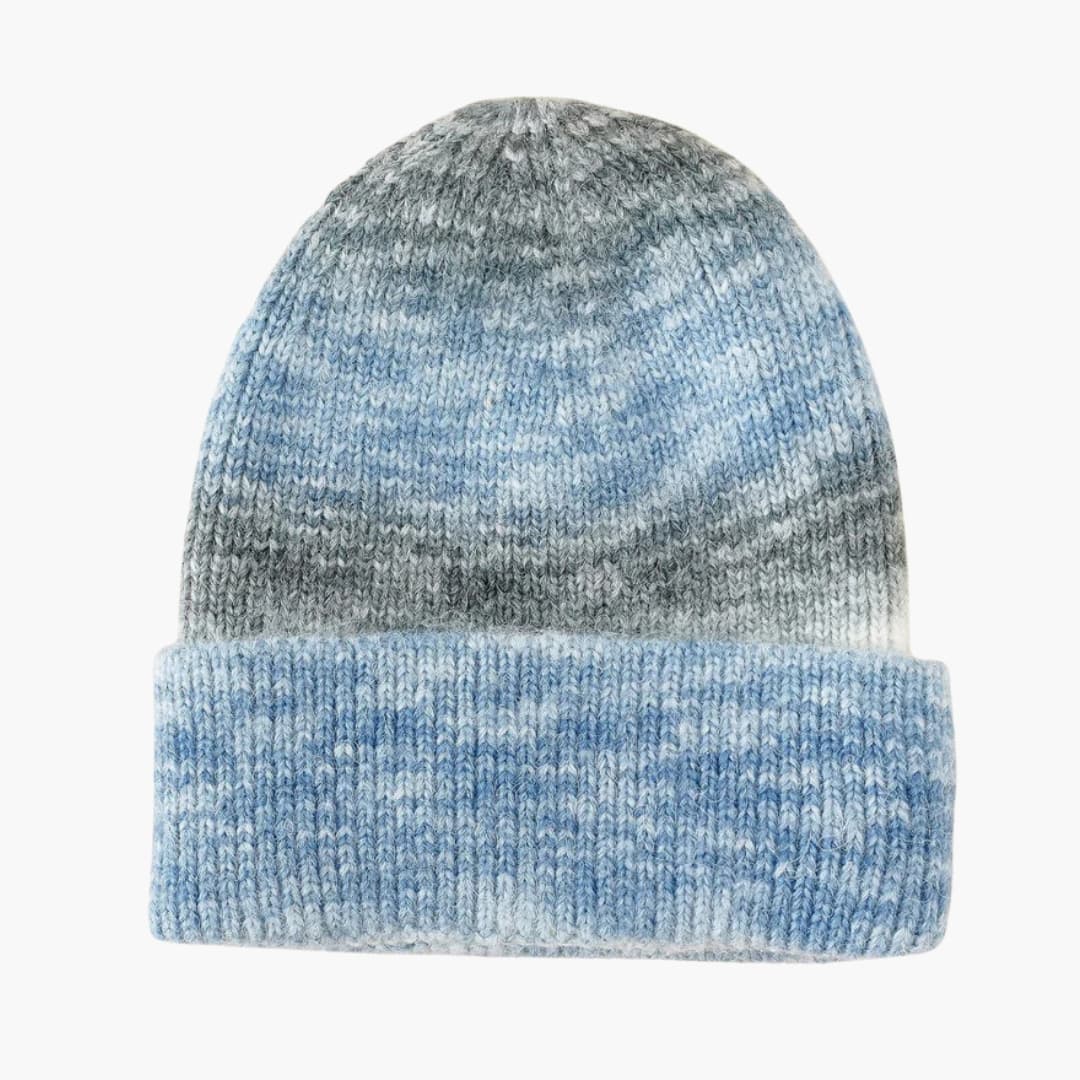 Damen Strickmütze mit Farbverlaufmuster und Umschlagkante