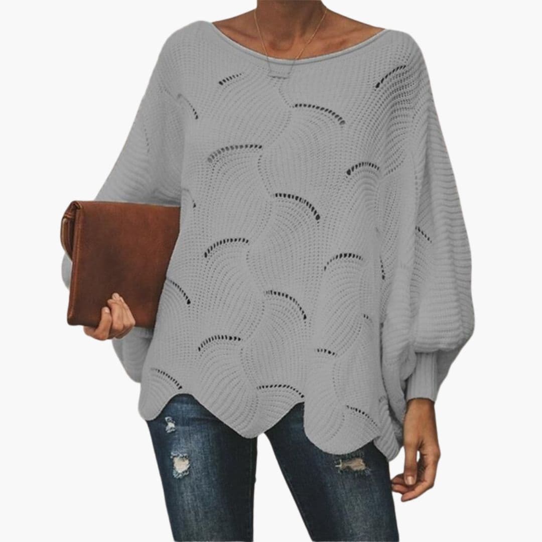 Damen Strickpullover mit Fledermausärmeln