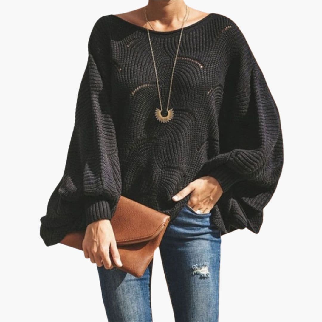 Damen Strickpullover mit Fledermausärmeln