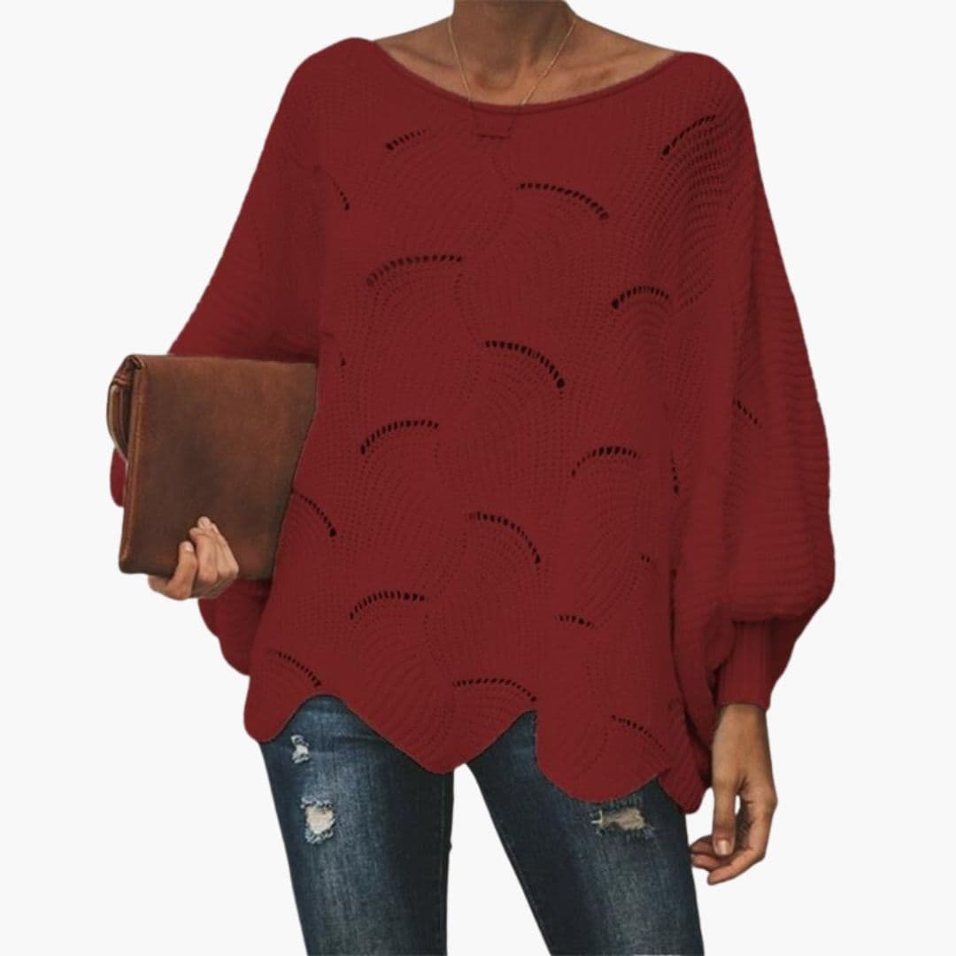 Damen Strickpullover mit Fledermausärmeln