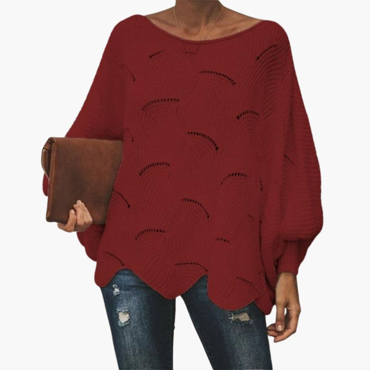 Damen Strickpullover mit Fledermausärmeln