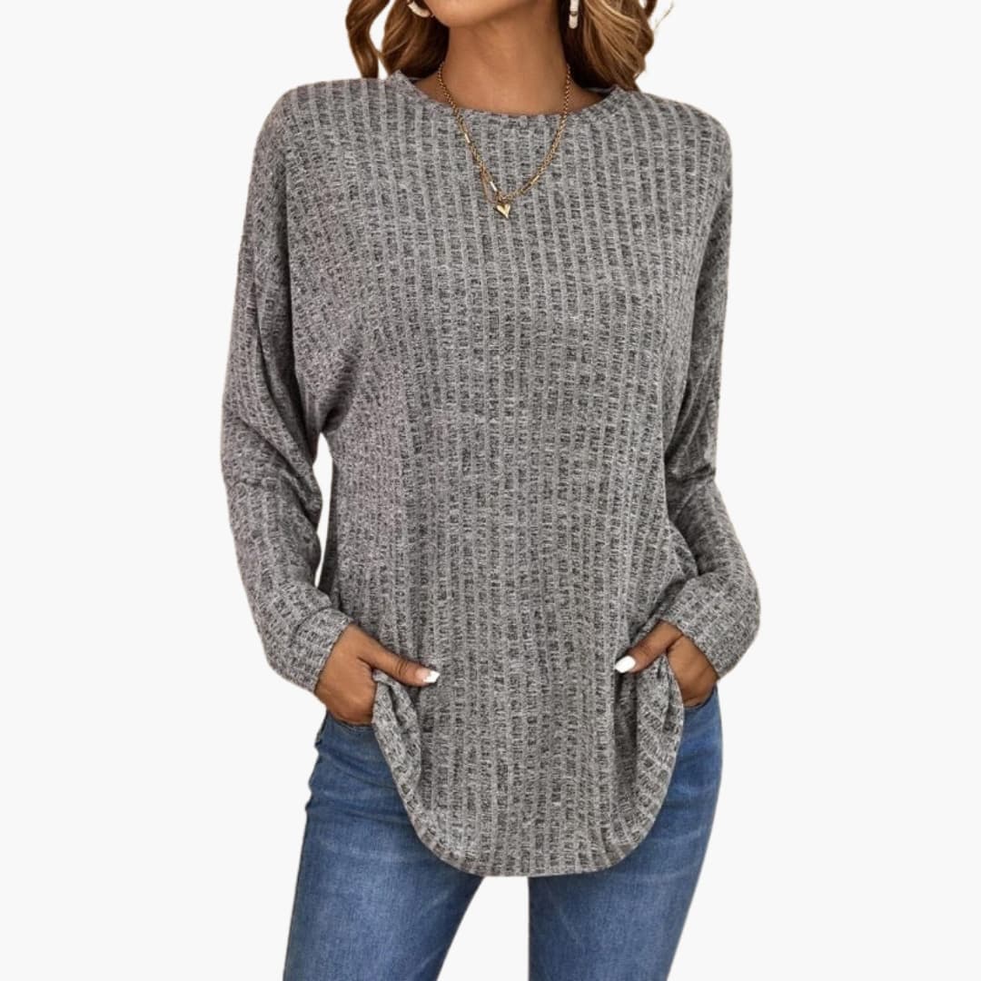 Damen Strickpullover mit Gerippter Oberfläche