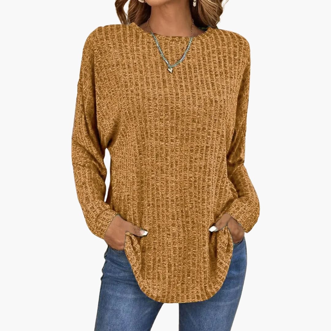 Damen Strickpullover mit Gerippter Oberfläche