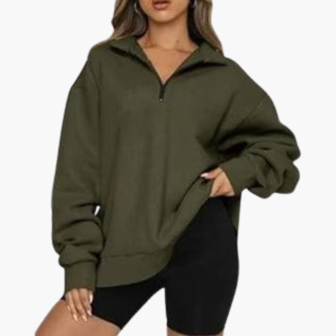 Damen Strickpullover mit Halbzipp