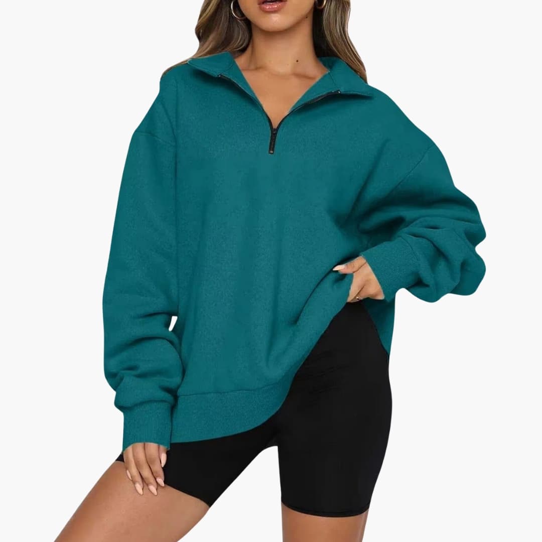 Damen Strickpullover mit Halbzipp