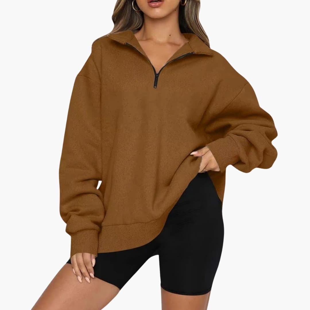 Damen Strickpullover mit Halbzipp