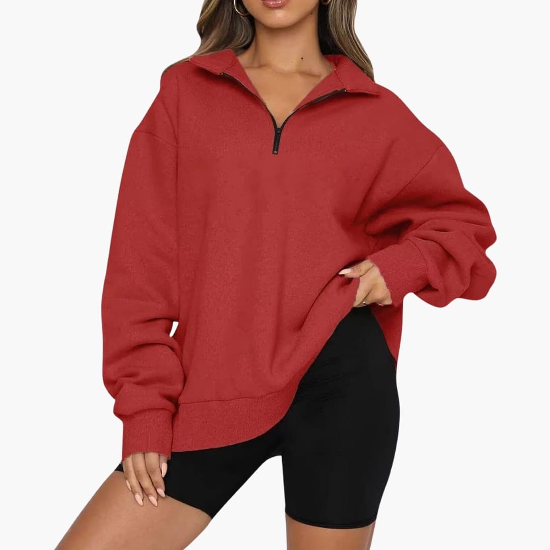 Damen Strickpullover mit Halbzipp
