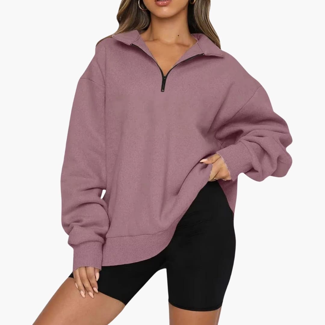 Damen Strickpullover mit Halbzipp