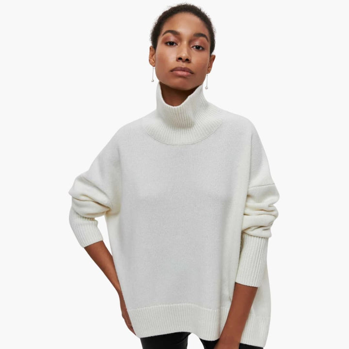 Damen Strickpullover mit Rundhalsausschnitt und Rippbündchen