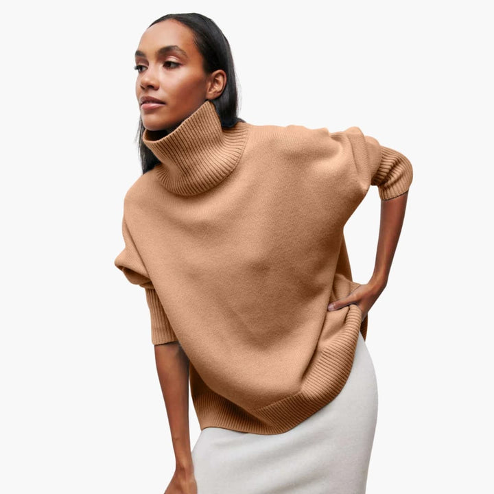 Damen Strickpullover mit Rundhalsausschnitt und Rippbündchen