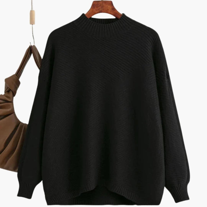 Damen Strickpullover mit Rundhalsausschnitt und Rippoberfläche