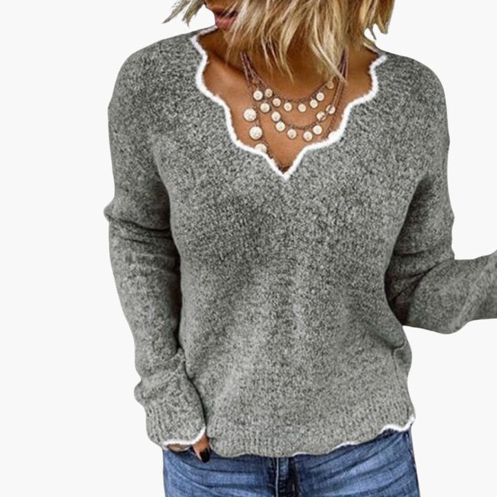 Damen Strickpullover mit Wellenkante