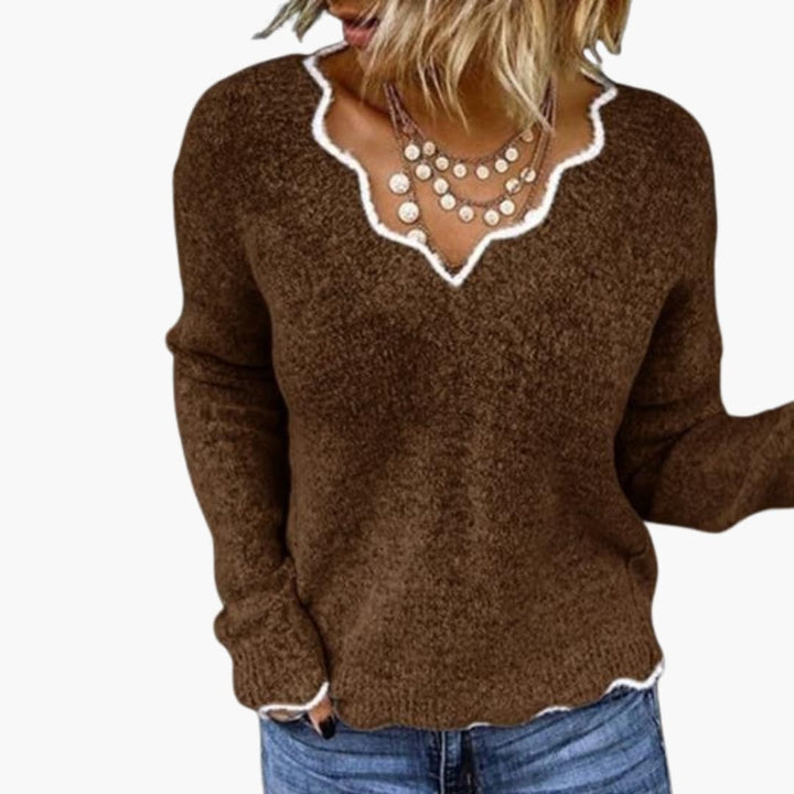 Damen Strickpullover mit Wellenkante
