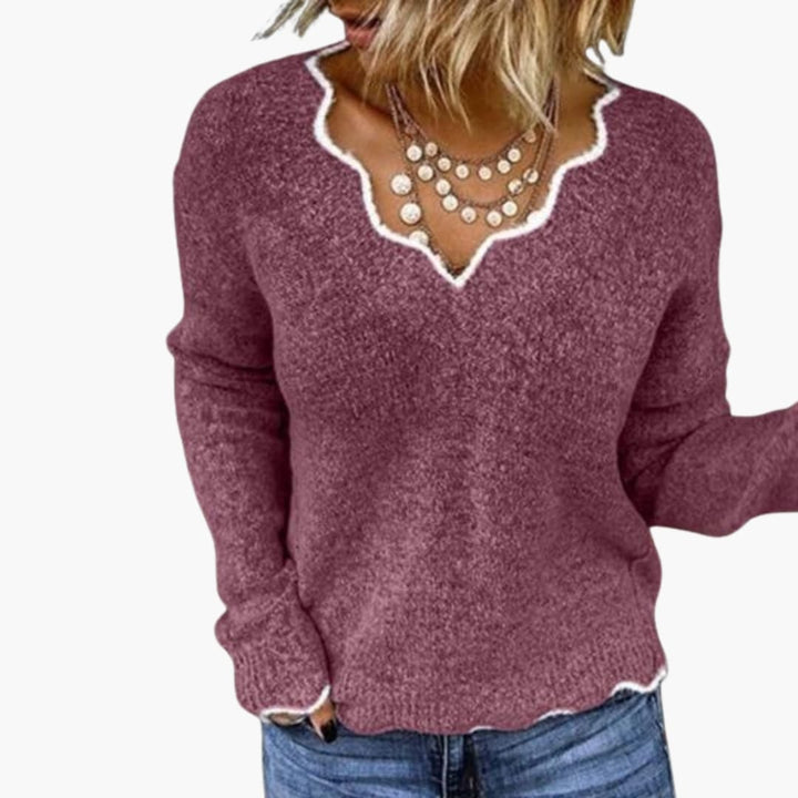 Damen Strickpullover mit Wellenkante