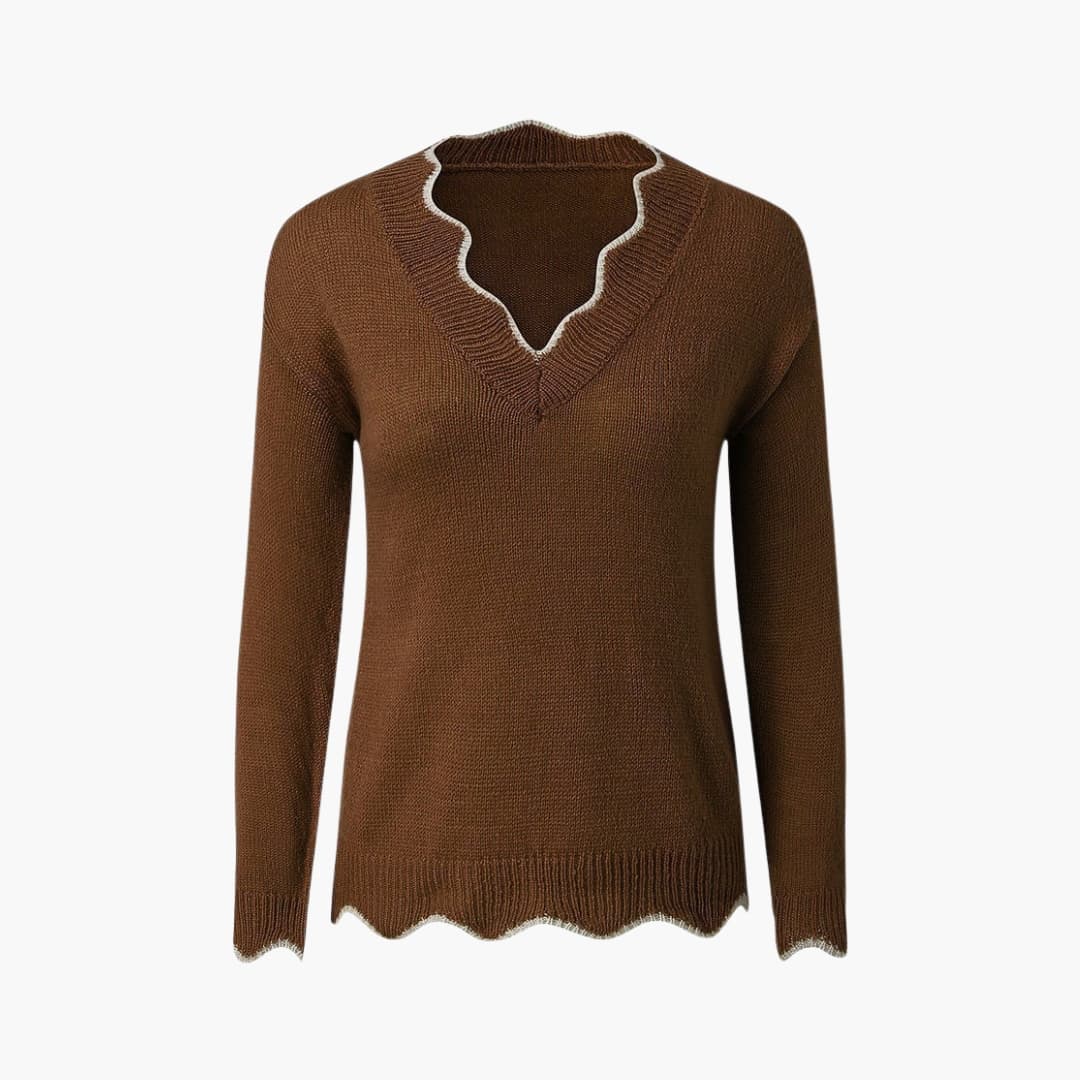 Damen Strickpullover mit Wellenkante
