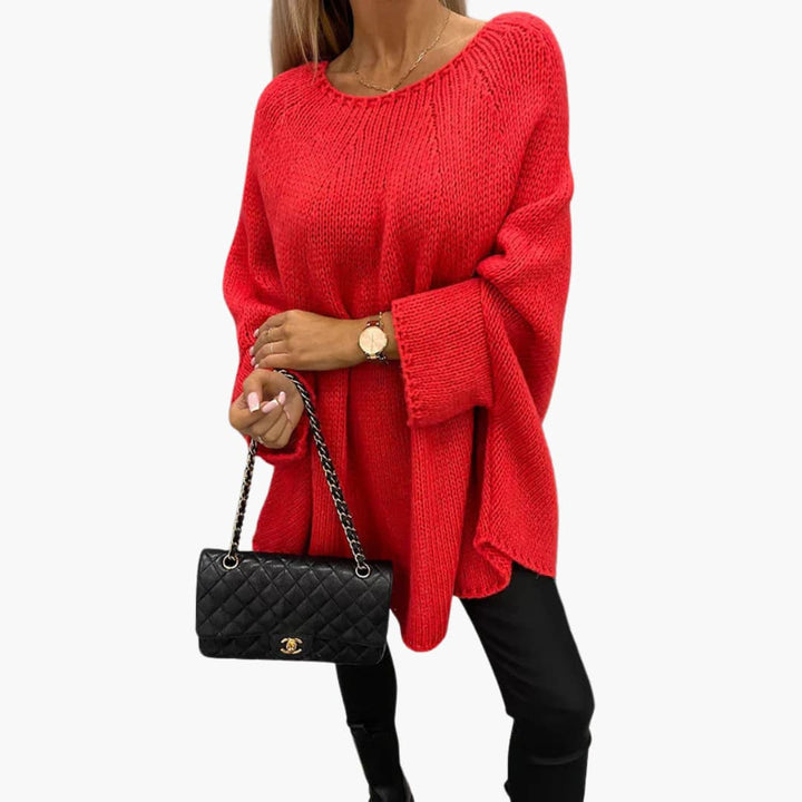 Damen Strickpullover mit lockerem Schnitt und Rundhalsausschnitt