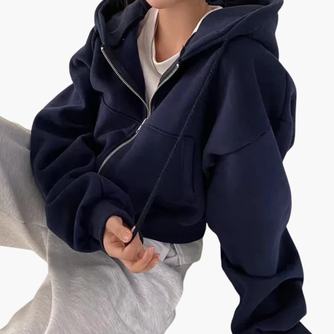 Damen Sweatshirt mit Kapuze und Reißverschluss